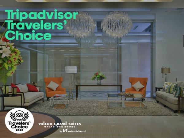 Valero Grand Suites by Swiss-Belhotel Wins 2022 Tripadvisors Travelers' Choice Award for Top 10% of Listing on Tripadvisor
Valero Grand Suites by Swiss-Belhotel Makati