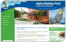 Colourful new website for Alpha Holiday Park & Apartments, Whangarei